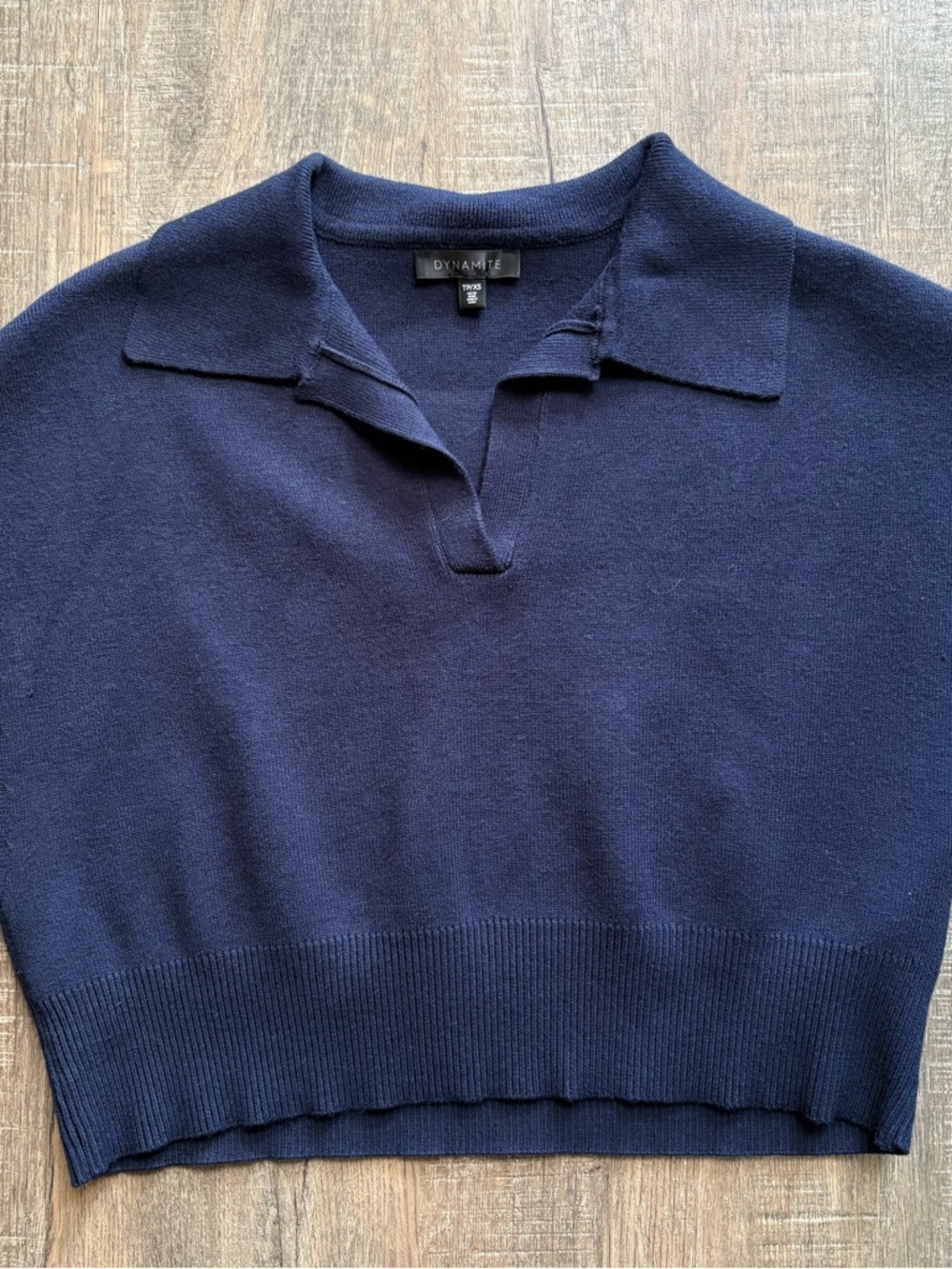 Dynamite Women's Navy Polo Collar Knit Sweater